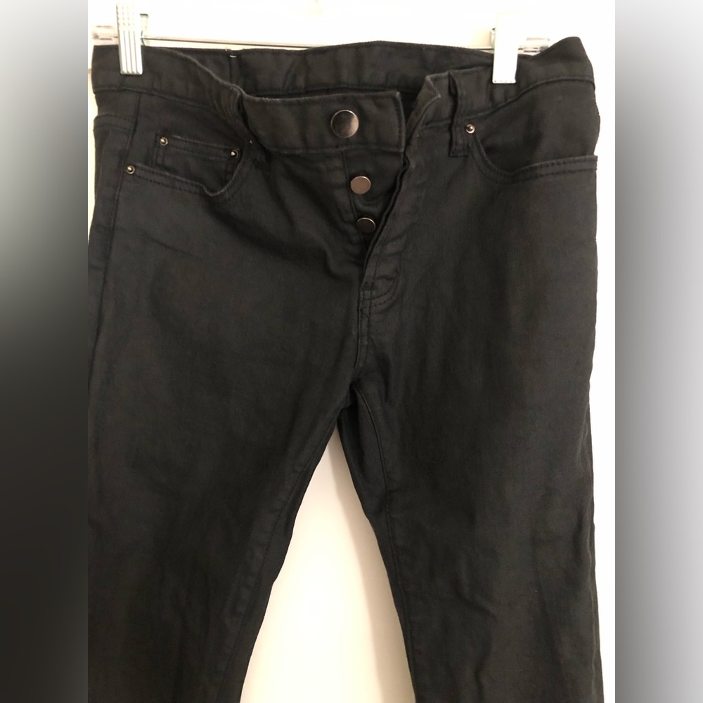 MNML black waxed skinny jeans